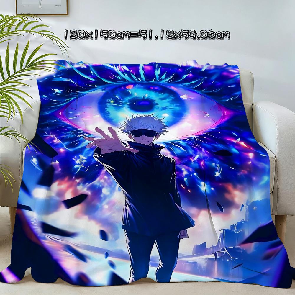 JJK Anime Knee Fashion Blanket Throw Winter Microfiber Oversized Baby Lightweight Flannel Fleece Bed Sofa Decoration