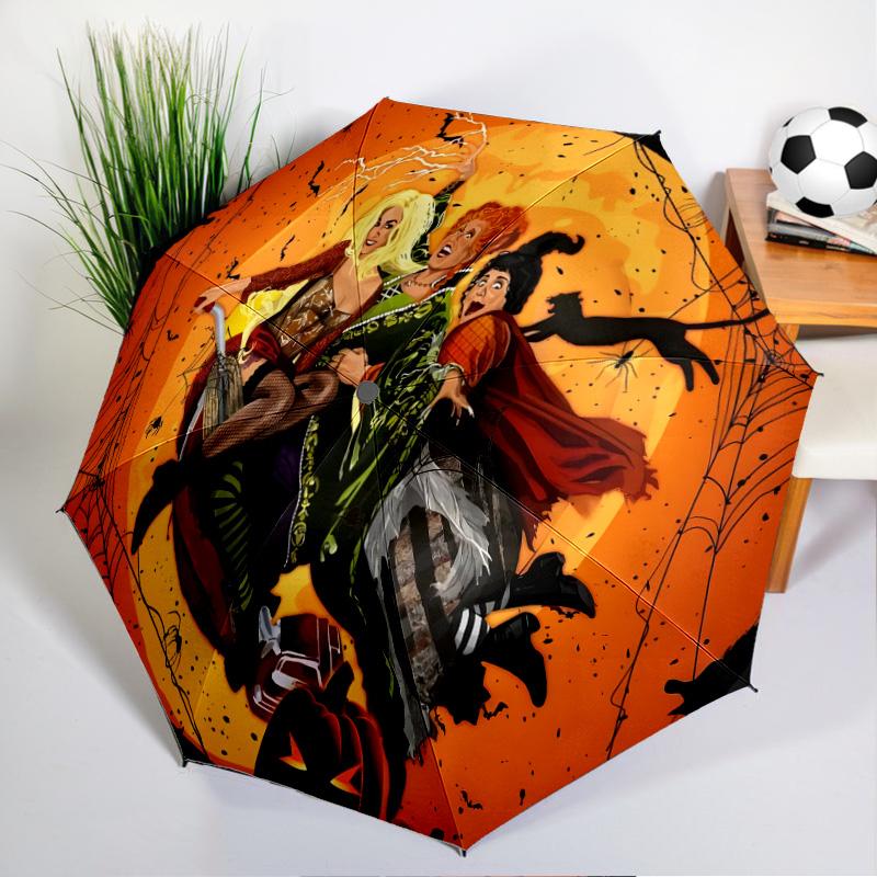 Halloween witch Umbrella Folding umbrella, automatic umbrella 8-Frame for Travel, camping Use Gift for Halloween Christmas