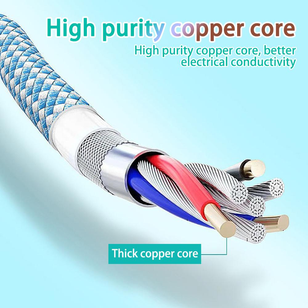 180 Degree Elbow Rotation Fast Charging Cable USB A To Type C Cable with Light Zinc Alloy Braided Data Cable USB Micro Charger