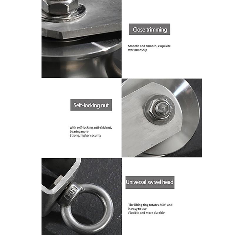 1Pc 304 Stainless Steel Duplex Bearing Super-Silent Detachable Rotation Pulley System Gym Traction Wheel U/V Type Swivel Pulley