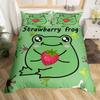 Frog Duvet Cover Set Cute Kawaii Cartoon Frog Pattern King Queen Size Polyester Comforter Cover With Pillowcase For Kids Girls