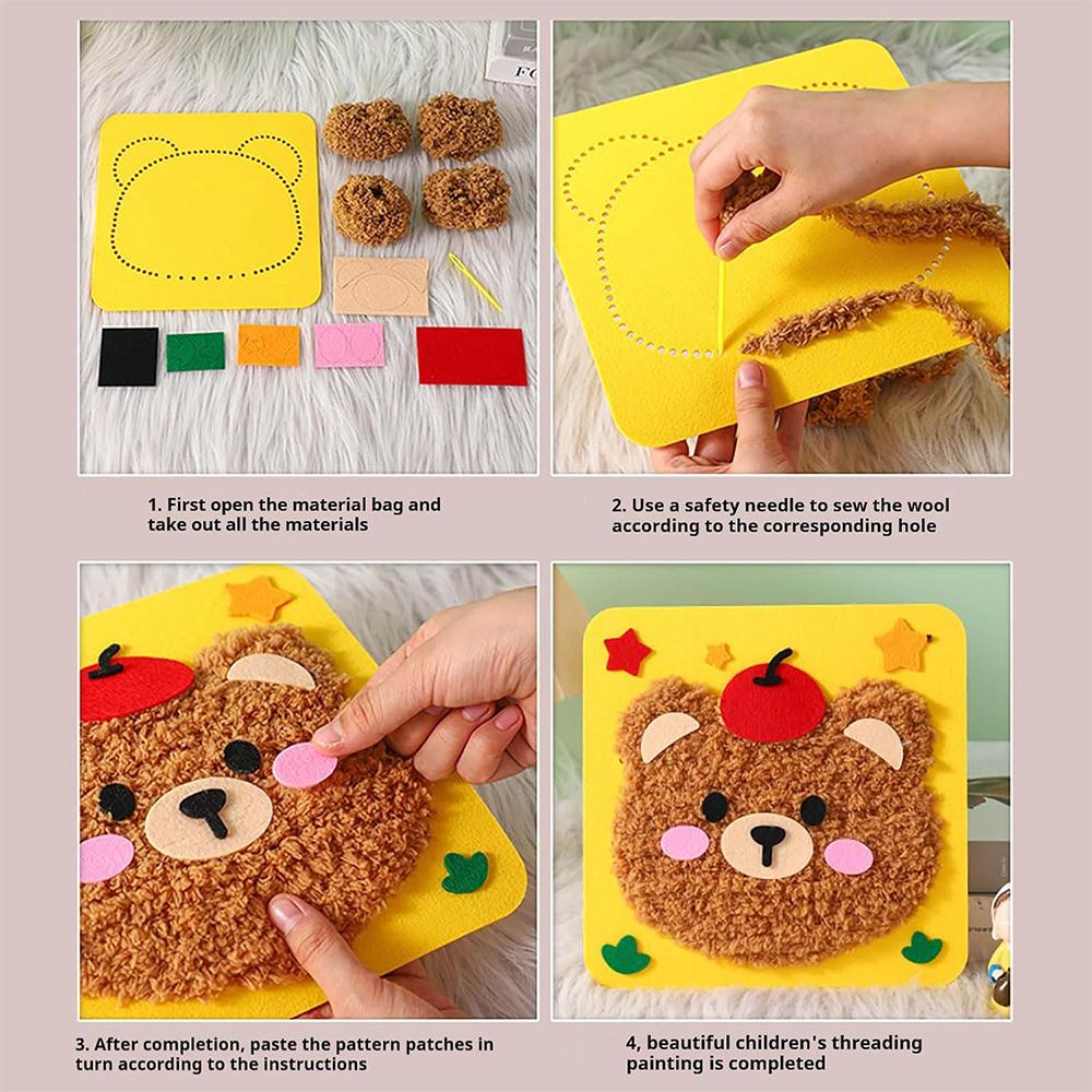 DIY Embroidery Doll Set, 2025 New Hot Cartoon Animal Sewing Craft Kit, Handwork Cartoon Animal Embroidery Kit, Embroidery Doll Craft Kit for Kids