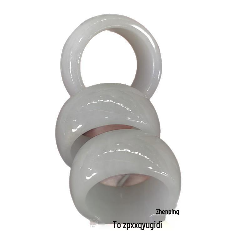 Кольцо-напальчник унисекс из бирманского нефрита высшей категории с восковой текстурой, похожей на лед