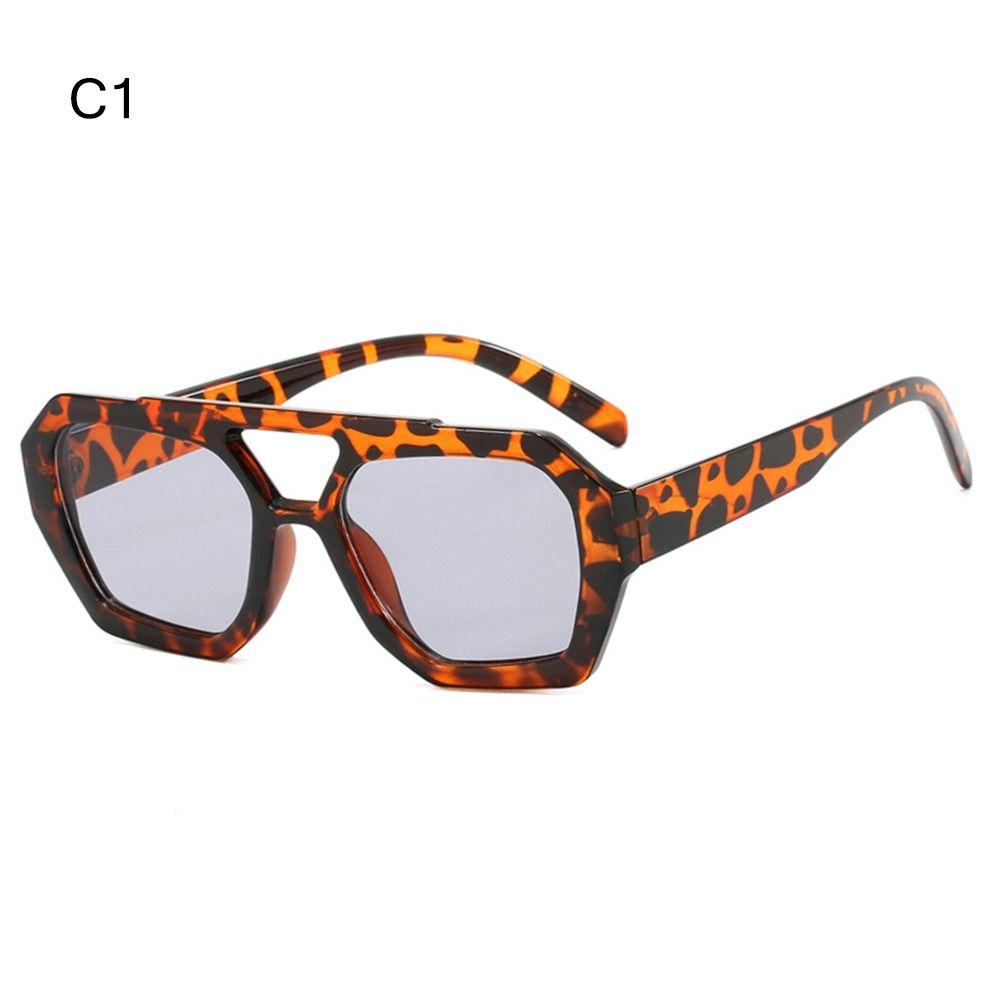 Retro Dobbeltbro Damesolbriller Stor Innfatning Leopard Brun Gradert Briller Mote Luksus Designer Solbriller Skygger