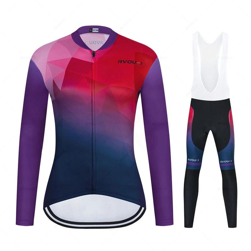 Cycling Clothing Women Long Sleeve Jersey Suit Outdoor Riding Bike MTB Cycling Jersey Bib Pants Set 2026 Autumn Breathable Cycling Suit Set