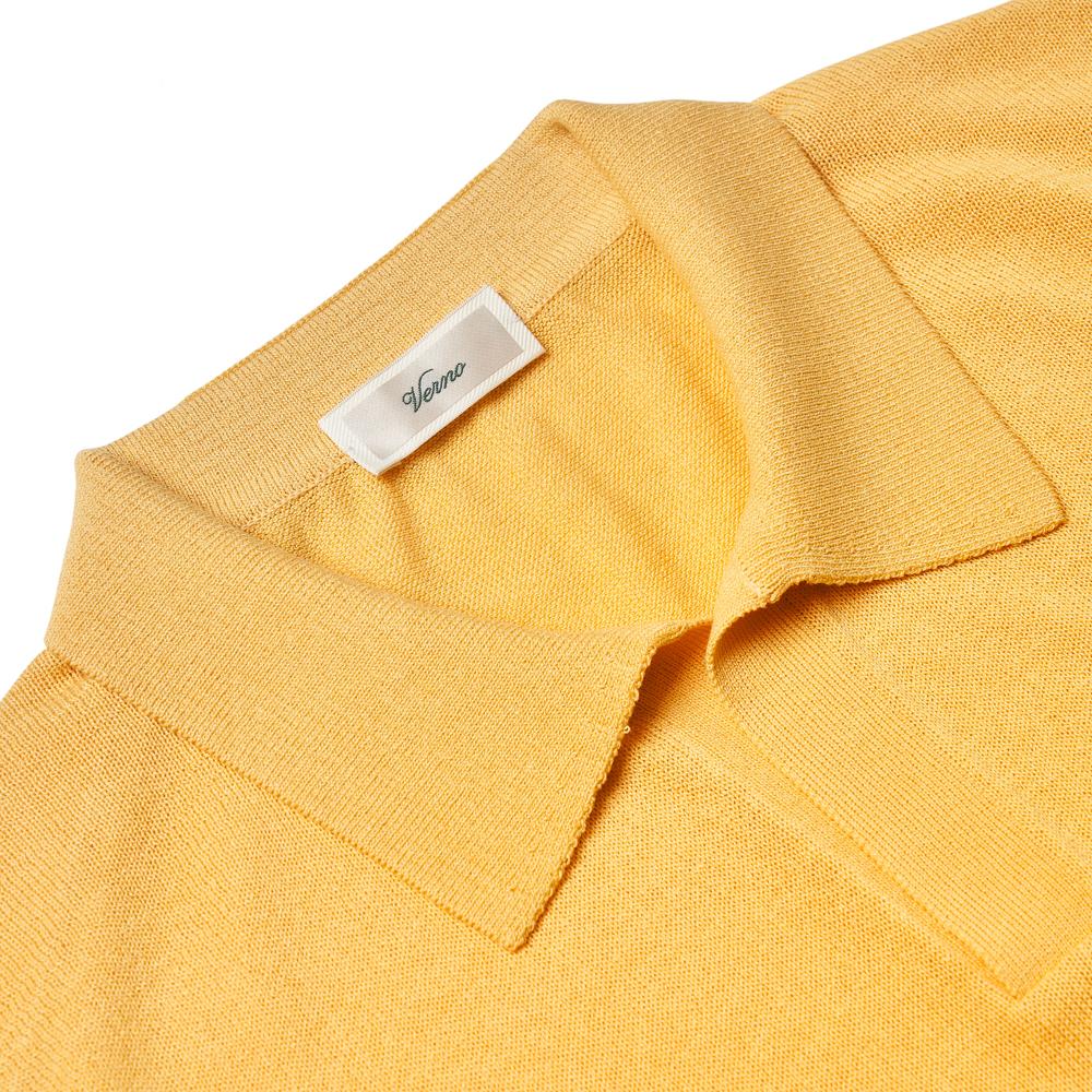 VERNO Linen Like Open Collar Knit Yellow