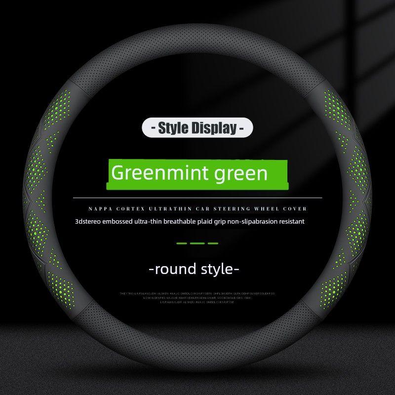 Steering Wheel Cover, Non-Slip, Sweat-Absorbent, Ultra-Thin, Round D-Shaped, Breathable, Universal for All Seasons, Genuine Leather, for Men and Women