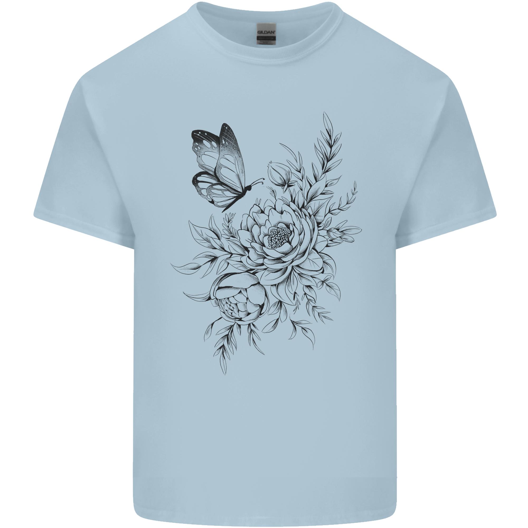 Butterfly Flowers Unisexs Light Cotton TShirt S