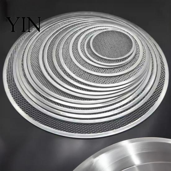 Pizza Baking Equipment Aluminum Alloy Screen, Non Stick Mesh Pan, Cooking Griddle Screen Round Crisper Tray for Oven Home Kitchen Restaurant