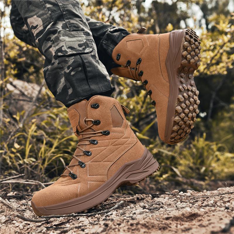 Outdoor Men Hiking Shoes Anti-slip Lace-up Breathable Wear-resistant High-top Boots Men Lace-up Low-top Casual Sports Shoes Men