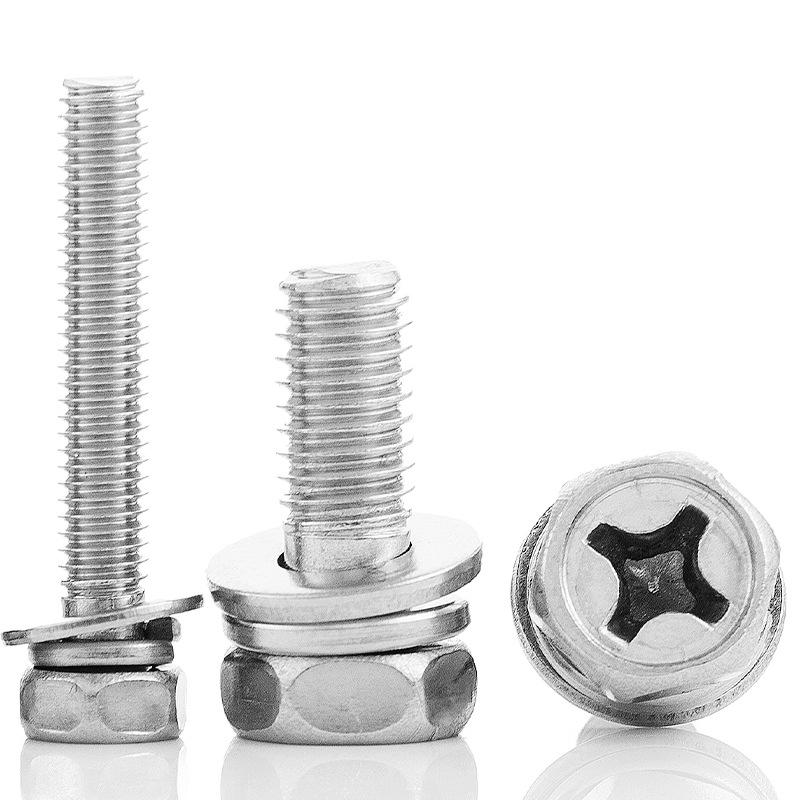 Nickel-Plated Hex Combo Bolt with Cross Slot Hex Head (M3-M8)