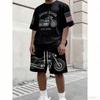 Summer Fashion European Style Letter Printed Kids T-shirt and Shorts 2 Piece Set Summer Casual Outdoor Boys and Girls Outfit Kids Set