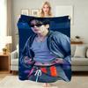 Cool Leather Jacket Peace Sign Portrait Flannel Printed Blanket Comfortable Skinfriendly Throw Blanket For Living Room Air Conditioner Room Home Decor