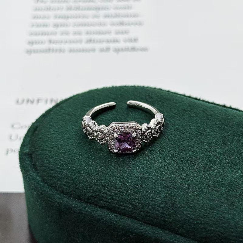 Nine Purple Separation Fire Purple Color Treasure Zir*****Pening Ring Light Luxury Niche High Sense Delicate Stacking Super Immortal Ring Girl
