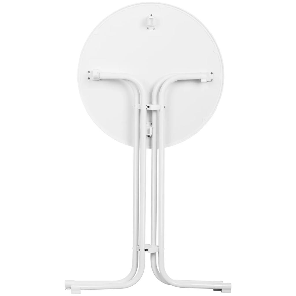 Table, Round, High, Foldable Bar Table, Diameter 80 Cm, Height 110 Cm, White