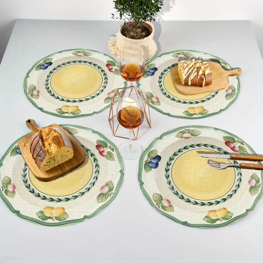 4/6 Stück Obst- und Blumen-Essmatte Gelbes Herz Fruchtmuster Dessertladen Dekoration Frischer Landhausstil