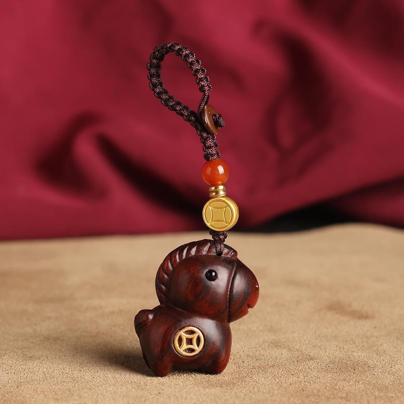 Sandalwood Zodiac Horse Carriage Keychain and Pendant
