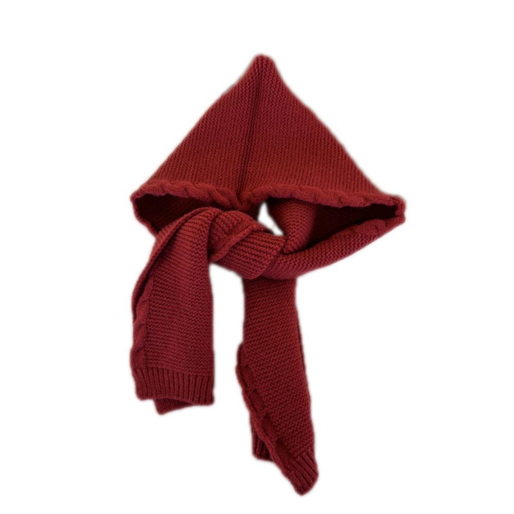 Solid Color Retro Children's Hats Knitted Knitted Hat Hoodie Baby Shawl Scarf Children's Wear