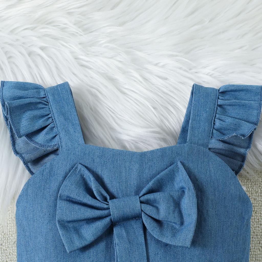 2-6J Kinder Sommerkleider für Mädchen Neu Fliegenärmel Neckholder Schleife Top + Rock Anzug Personalisierte Kleidung