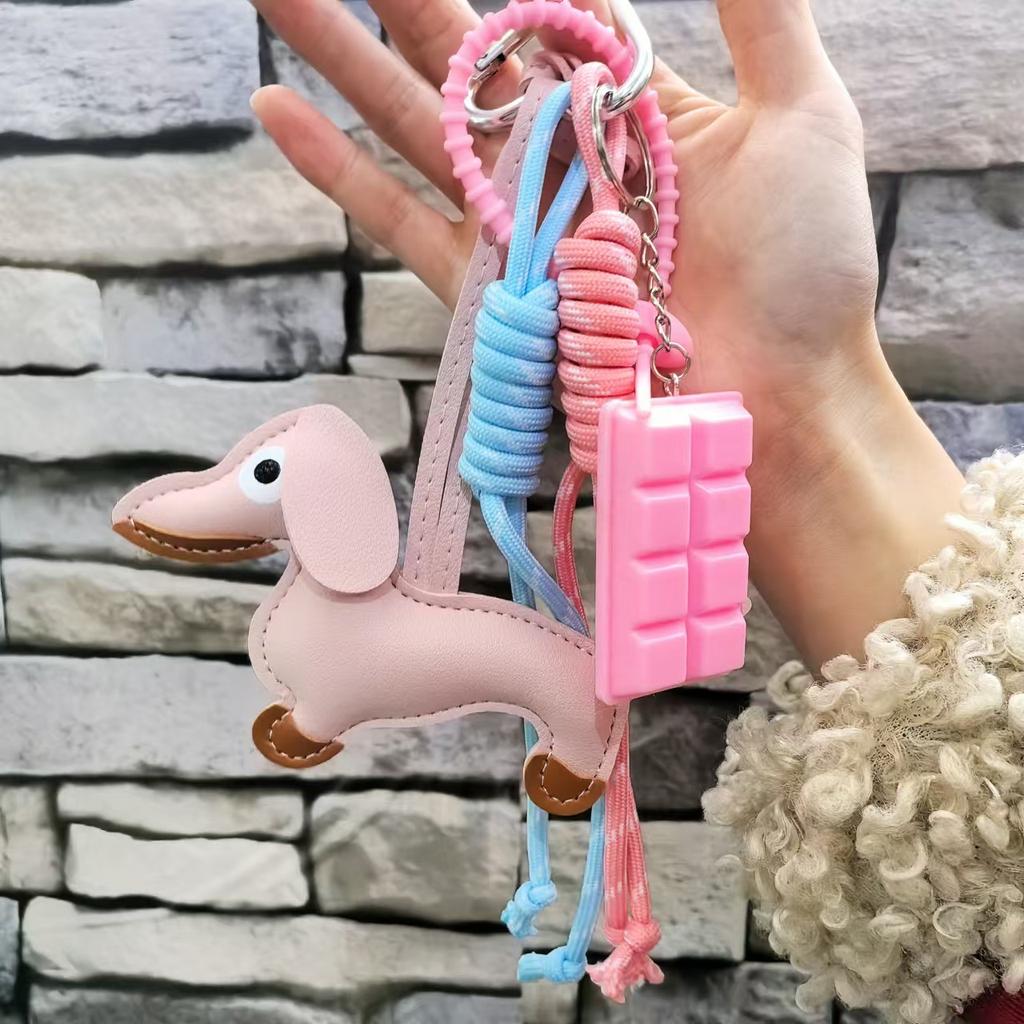 1 szt. skórzany brelok jamnik, skórzana torebka brelok szczeniak, dekoracyjny wisiorek prezentowy