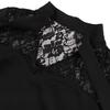 European and American Fashion Women's Clothing Heavy Industry Embroidery Lace Splicing Bow Bat Sleeve Dress Waist Women's Short Skirt