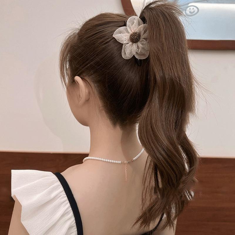 Women Rhinestone Sun Flowers Grab Clip Hair Clip Ponytail Hair Shark Claw Hairpin Girls Hair Accessories