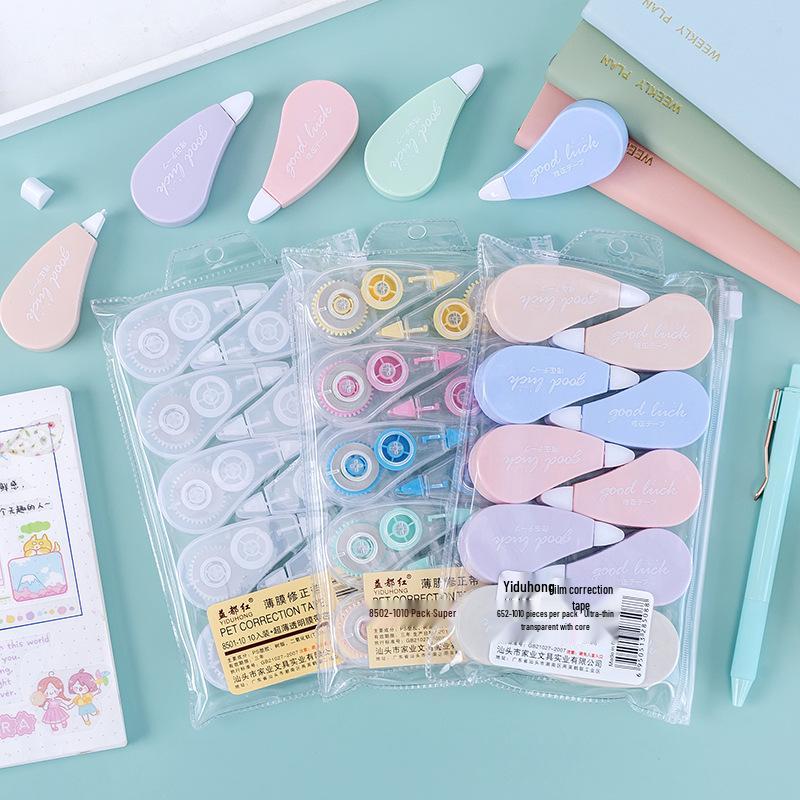Morandi Color Mini Correction Tape Set – 10 Cute, Transparent Large Capacity White-Out Tapes