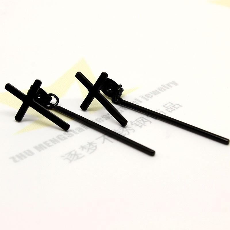 316L Stainless Steel Cross Pendant Tassel Stud Dangle Earrings – Versatile Body Jewelry