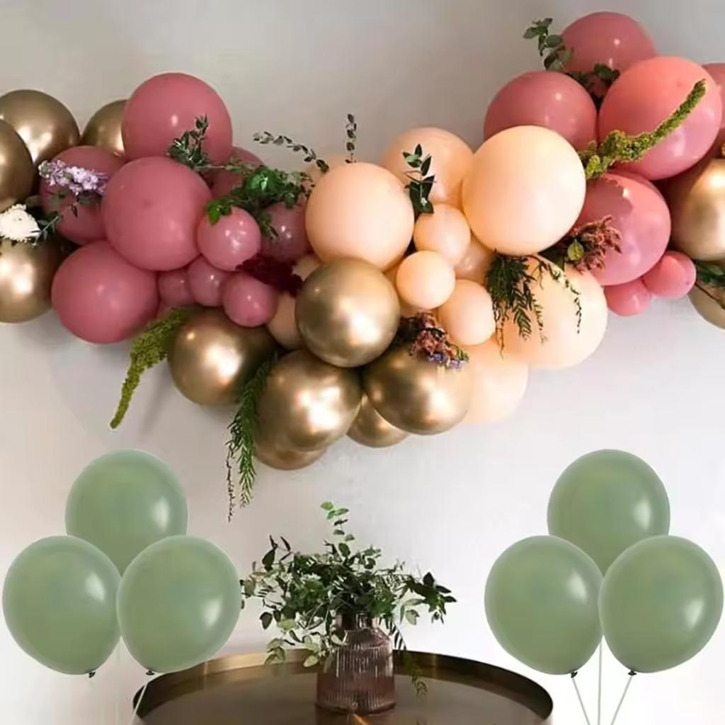 24Pcs Latex Balloon Set, Green And Pink Balloons For Wedding Parties, Engagement Ceremonies, Anniversaries