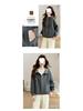 Women's Gray Hooded Sweatshirt - Short Jacket for Spring and Autumn, Loose Fit, Trendy and Casual.