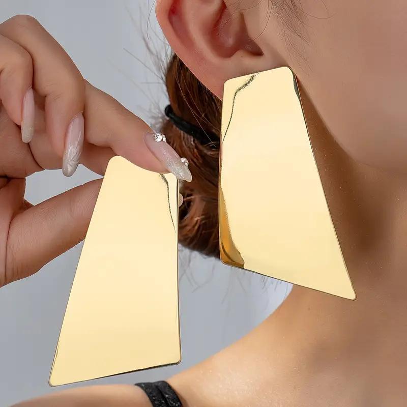 Simple Metal Geometric Stud Earrings Trendy INS Jewelry