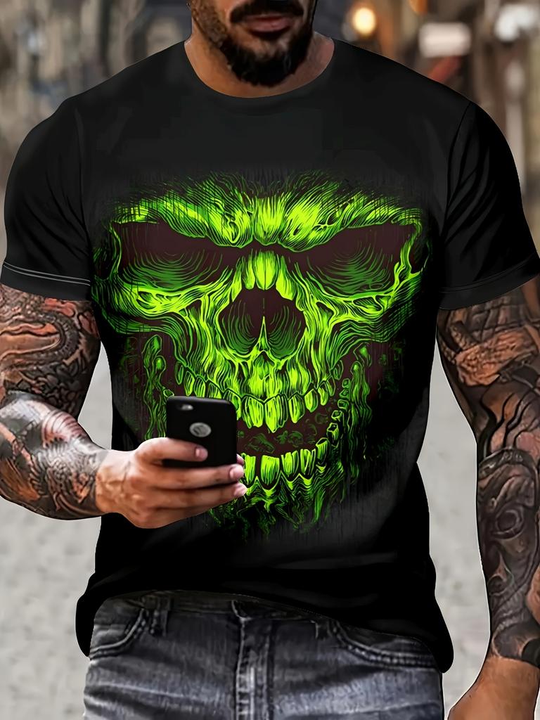 Men's Short Sleeve Tee 3D Skull Print Tops Crew Neck T-Shirts Summer Oversized T-Shirt Hip Hop T-Shirts for Men Luxury T-Shirt