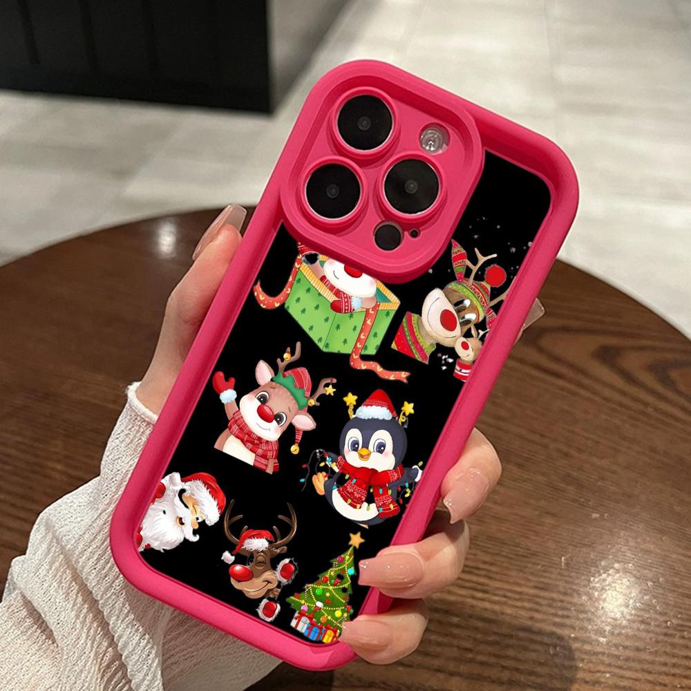 Ae109 Happy New Year Merry Christmas art Phone Cases for iPhone 16 14 13 11 Pro Max 15 7 8 6s Plus 12 mini XR XS Max Angel Eye Ladder Protective Cover