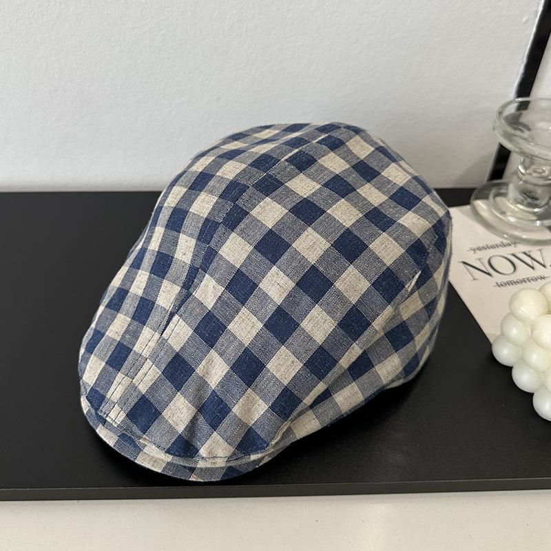 New linen plaid series high-quality trendy summer classic versatile casual shopping visor