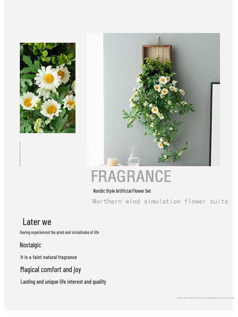 Stylish Daisy Pendant Faux Flower Vine for Indoor Wall Decoration and TV Background
