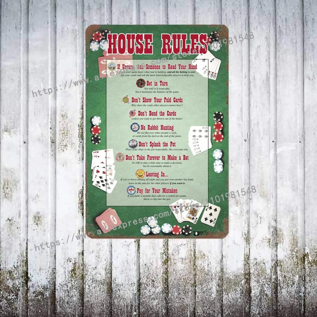 Gewinnende Pokerhand-Ranglisten-Tabelle Poster Vintage Blechschild Metallschild Dekorative Plakette für Pub Bar Man Cave Club Wanddekoration