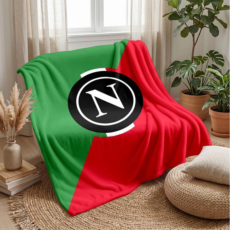 Coperta in Pile di Flanella Morbida Napoli FC Leggera Accogliente Calda Coperta da Lancio per Divano Letto Decorazione per la Casa
