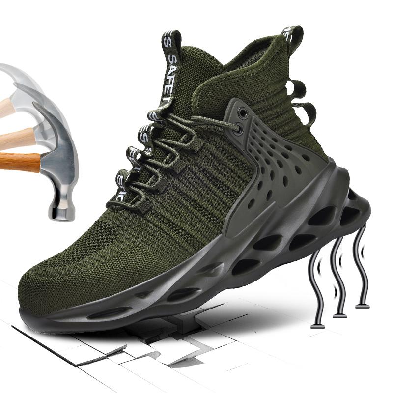 New Unisex Safety Shoes Anti Smashing Men Work Shoes Anti Piercing Outdoor Men'S Boots Lightweight Protection Steel Toe Shoes