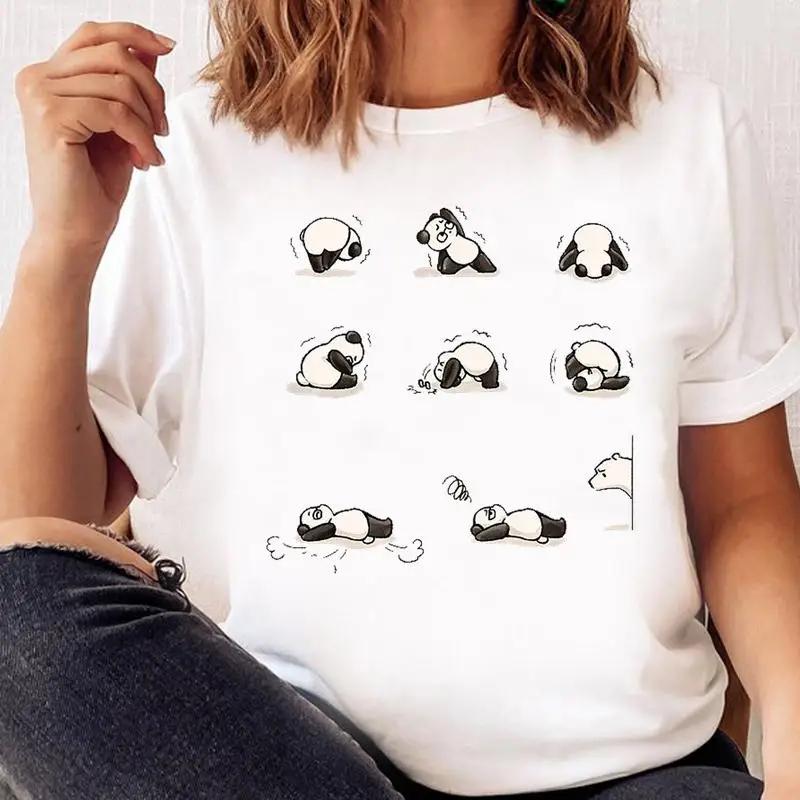Women Print T Shirt Panda New Love Trend Graphic Tshirt Tee FeUnisex Cartoon Fall Autumn Top Ladies Fashion Clothing