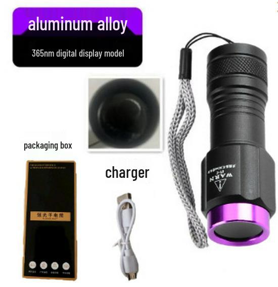 UV Blacklight Flashlight: Portable 365nm Banknote Verifier, Anti-Counterfeit, Jade ID, Wood's Lamp, USB Rechargeable