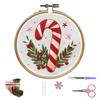 Christmas Embroidery Kit for Beginners And Adults Gnome Xmas Tree House Cross Stitch Kit with Embroidery Hoop Needles And Thread