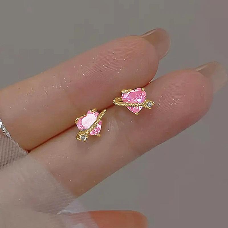 1 Pair of  Pink Heart Earrings with Super Bright Earrings and Multi-function Heart Earrings