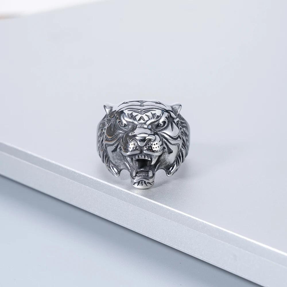 Anillo Sello Cabeza de Tigre de Acero Inoxidable de Alta Calidad Hip Hop Vintage Atrevido Anillos de Animales para Joyería de Hombres de Moda