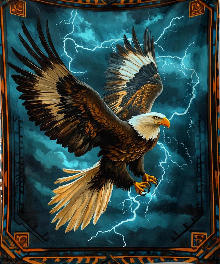 

Величественный Орел с Дизайном Молнии Плед - Мягкий, Уютный, Стильный Декор для Максимального Домашнего Комфорта и Идеальный Выбор для Подарка 30x40in