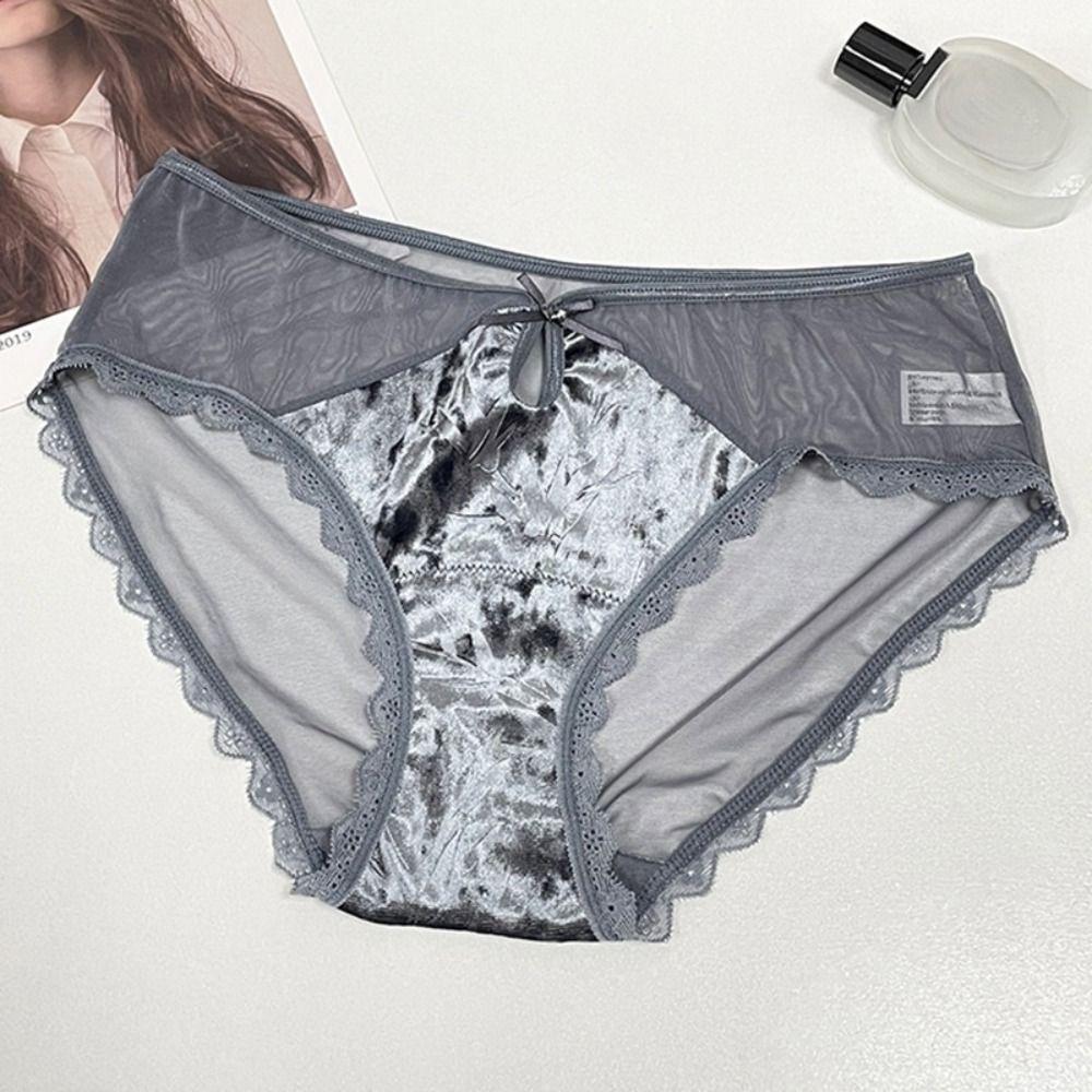 Transparent Lace Mesh Panties Chinese Style Underwear for Women Seamless Briefs Gifts