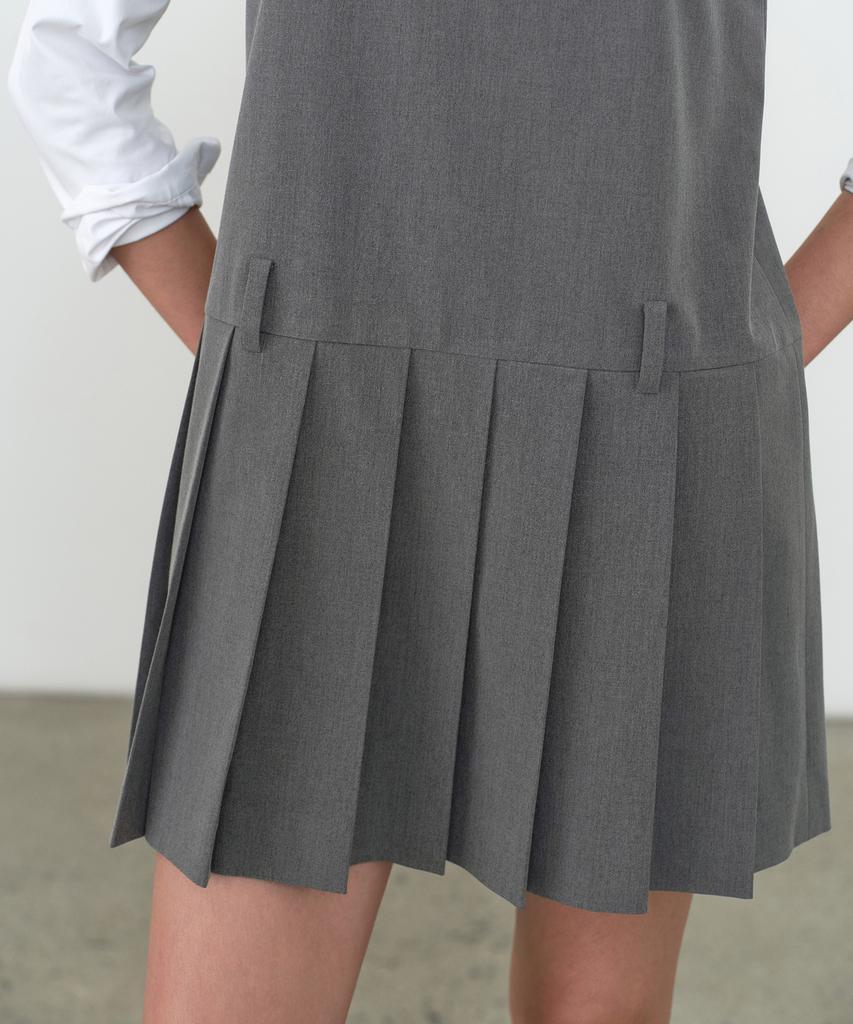 Musinsa Standard Woman Women'S Pleated Mini Dress [Melange Gray]