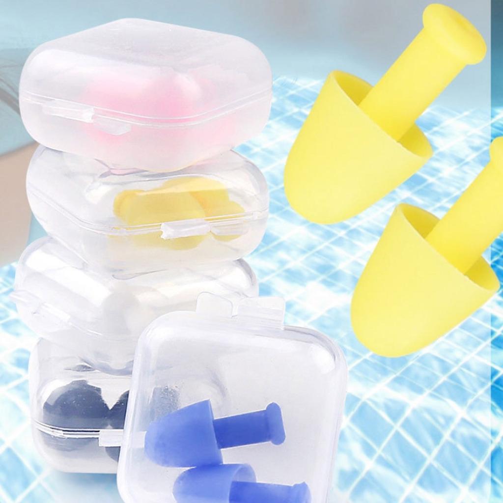 1Pair Reusable Waterproof Soft Silicone Earplugs Noise Reduction Sleeping Ear Plugs for Swimming Surfing Snorkeling