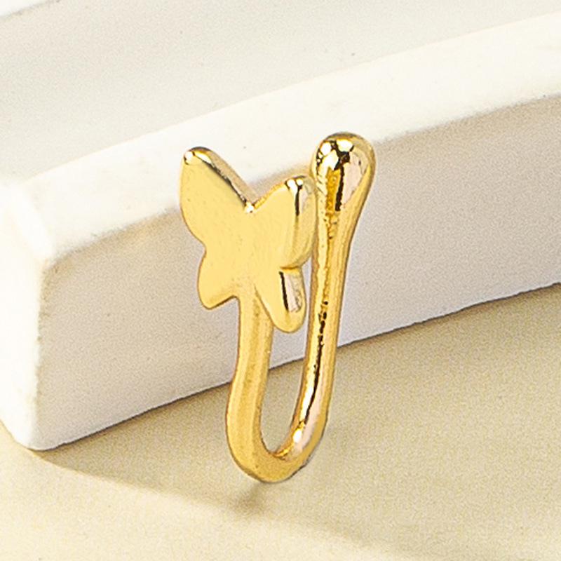 Butterfly Diamond U-Shaped Nose Clip - European & American Style, No Piercing Needed
