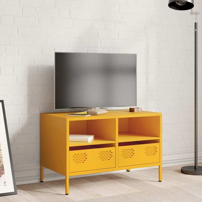 VidaXL Meuble TV jaune moutarde 68x39x43,5 cm acier laminé à froid 851319