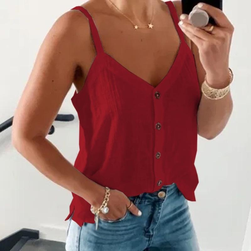 Women S Sleeveless V Neck Solid Color Camisole Summer Casual Top